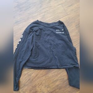 Black Long Sleeve Crop Top